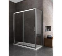 BOX DOCCIA 3 LATI: 2 PARETI FISSE + 1 PORTA SCORREVOLE REVERSIBILE CAMBIO VASCA
