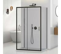 Box doccia 3 lati 70x120x70 nero opaco con porta scorrevole Tay