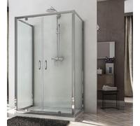 Box Doccia 3 lati 70x130x70 cm 2 Ante Battenti in Cristallo Trasparente 6mm H185 Fosterberg Koge Trio