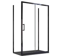 Box Doccia 3 Lati 70x140x70 cm 1 anta Scorrevoli con Profili Neri in Cristallo trasparente 6mm H195 Bonussi Sole