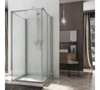 Box Doccia 3 Lati 70x70x70 cm 2 ante Scorrevoli in Cristallo trasparente 6mm H185 Fosterberg Vejle Trio