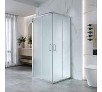 Box Doccia 3 Lati 70x70x70 cm x h185 - Cabina Doccia Scorrevole in Cristallo Temperato 6mm Opaco, Profilo Cromato, Guarnizioni Antigoccia, Chiusura Magnetica e Maniglia ABS - Mod. Kiro