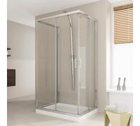 Box Doccia 3 Lati 70x80x70 cm 2 Ante Scorrevoli in Cristallo Trasparente 6mm H198 Fosterberg Odense Trio