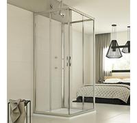 BOX CABINA DOCCIA 3 LATI VETRO 6MM TRASPARENTE SCORREVOLE 70x90X70 CM P ANGOLARE
