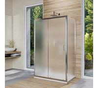 Box Doccia 3 Lati 80X100X80 cm Con Porta Scorrevole e Due Pareti Fisse Vetro Temperato Opaco 6mm Reversibile Profilo Alluminio Cromato Mod. Ustica