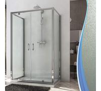 Box Doccia 3 Lati 80x110x80 cm 2 Ante Battenti in Cristallo Opaco 6mm H185