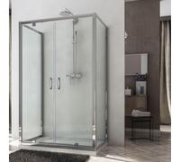 Box Doccia 3 Lati 80x110x80 cm 2 Ante Battenti in Cristallo Trasparente 6mm