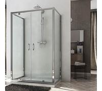 BOX DOCCIA 80X110X80 CM 3 TRE LATI VETRO TRASPARENTE 2 ANTE A BATTENTE SALOON