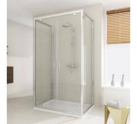 Box Doccia 3 Lati 80x130x80 cm 2 Ante Battenti in Cristallo Trasparente 6mm