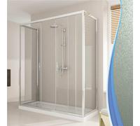 Box Doccia 3 Lati 80x130x80 cm 2 Ante Scorrevoli in Cristallo Opaco 6mm H198 Fosterberg Viborg Trio