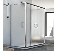 BOX CABINA DOCCIA 3 TRE LATI 80X140X80 CM VETRO 6MM STAMPATO C 2ANTE SCORREVOLI