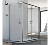 BOX CABINA DOCCIA 3 TRE LATI 80X160X80 CM VETRO 6MM TRASPARENTE 2ANTE SCORREVOLI