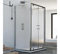 Idralite Box doccia Sintesi Trio 3 lati 80x80x80 cm H185 vetro stampato 6 mm 2 ante a battente