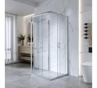 Box Doccia 3 Lati 80x80x80 cm x h185 - Cabina Doccia Scorrevole in Cristallo Temperato 6mm Trasparente, Profilo Cromato, Guarnizioni Antigoccia, Chiusura Magnetica e Maniglia ABS - Mod. Kiro