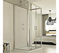 BOX CABINA DOCCIA 80x90x80 CM 3 LATI VETRO TRASPARENTE 2 ANTE BATTENTE P SALOON