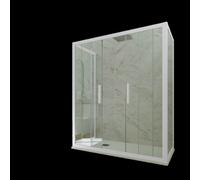 BOX DOCCIA 3 LATI BIANCO VETRO TRASPARENTE 75X140X75 CM MOD. STAR TRIO
