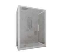 BOX DOCCIA 3 LATI BIANCO VETRO TRASPARENTE 75X150X75 CM MOD. GLAX 3 LATI
