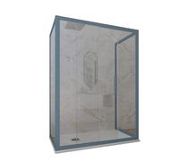BOX DOCCIA 3 LATI BLU NAVY VETRO TRASPARENTE 80X130X80 CM MOD. DECO TRIO