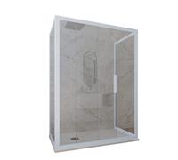 BOX DOCCIA 3 LATI BLU VINTAGE VETRO TRASPARENTE 75X130X75 CM MOD. DECO TRIO