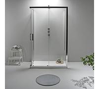 Box Doccia 3 Lati - Cabina Doccia con Porta Scorrevole, Cristallo Temperato 6mm, Anticalcare con Profilo Cromato e Chiusura Magnetica (70x80x70, Trasparente)
