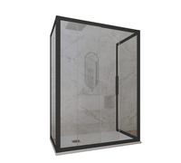 BOX DOCCIA 3 LATI SCORREVOLE VETRO TRASPARENTE PROFILO NERO MATT DECO TRIO