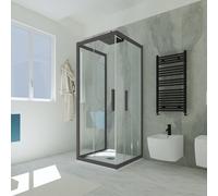BOX DOCCIA 3 LATI SCORREVOLE ANTRACITE VETRO TRASPARENTE 70X75X70 CM KOLORS TRIO