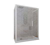 BOX DOCCIA 3 LATI SCORREVOLE VETRO TRASPARENTE PROFILO BIANCO MATT DECO TRIO