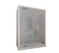 BOX DOCCIA 3 LATI SCORREVOLE VETRO TRASPARENTE PROFILO CHAMPAGNE DECO TRIO