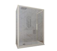 BOX DOCCIA 3 LATI CHAMPAGNE VETRO TRASPARENTE 80X100X80 CM MOD. DECO TRIO