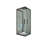 BOX DOCCIA 3 LATI SCORREVOLE NERO MATT VETRO TRASPARENTE 80X80X80 CM KOLORS
