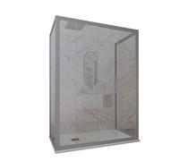BOX DOCCIA 3 LATI SCORREVOLE VETRO TRASPARENTE PROFILO SILVER DECO TRIO