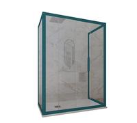 BOX DOCCIA 3 LATI SCORREVOLE VETRO TRASPARENTE PROFILO VERDE DECO TRIO