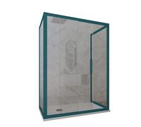 BOX DOCCIA 3 LATI SCORREVOLE VETRO TRASPARENTE PROFILO VERDE DECO TRIO