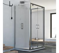 BOX DOCCIA A TRE 3 LATI VETRO 6 MM APERTURA 2 ANTE BATTENTE CRISTALLO SALOON