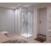 Box Doccia 75x105 cm Apertura ad Angolo con ingresso agevolato profilo cromo e cristallo temprato trasparente alto 200cm
