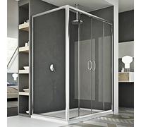 BOX CABINA DOCCIA 75X120 CM ANGOLARE 2 ANTE CRISTALLO TRASPARENTE SCORREVOLE
