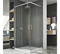 BOX DOCCIA ANGOLARE 75X75 CM CABINA VETRO 6MM SCORREVOLE CRISTALLO STAMPATO C