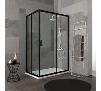 Box doccia 80x100 h 190 profilo nero opaco cristallo trasparente | City