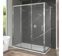 Box Doccia 80x170 Cm Salvaspazio Con Porta Scorrevole Vetro Trasparente, Altezza 200 Cm Modello Ted