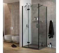 Box Doccia 90x60 CM H190 Trasparente mod. Flip Black Anta + Fisso