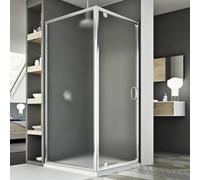 BOX CABINA DOCCIA 90X90 CM ANGOLARE 1 ANTA BATTENTE VETRO STAMPATO C AP. 90