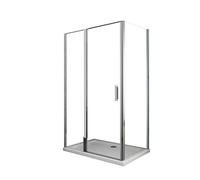 BOX DOCCIA PARETE FISSA + PORTA BATTENTE CON FISSO IN LINEA 6 MM CR TRASPARENTE