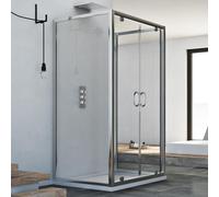 BOX DOCCIA 80X110X80 CM 3 TRE LATI VETRO TRASPARENTE 2 ANTE A BATTENTE SALOON