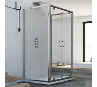 BOX DOCCIA A TRE 3 LATI VETRO 6 MM APERTURA 2 ANTE BATTENTE CRISTALLO SALOON