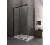 BOX DOCCIA AD ANGOLO NERO OPACO SOFT CLOSE SCORREVOLE H 200 VETRO 8 MM EASYCELAN