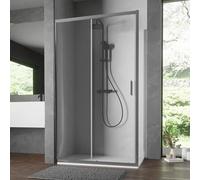 Box Doccia Angolare 130x80 cm Parete Fissa e Porta Scorrevole Reversibile Vetro Temperato Trasparente 6mm Profili Cromati Altezza 198 cm Modello Tahiti