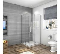 Box Doccia Angolare 195cm Due Porte Pieghevoli a Libro Vetro Temperato 6 mm