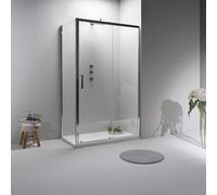 Box Doccia Angolare 70x130 cm - Cabina Doccia con Lato Fisso Trasparente, Temperato 6mm e Anticalcare, Porta Scorrevole, Profilo Cromato e Chiusura Magnetica - Facile da Installare e Pulire