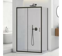 Box doccia angolare 70x140 cm scorrevole con profilo nero opaco Tay