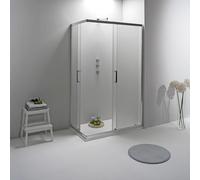 Box Doccia Angolare 70x80 cm - Cabina Doccia con Porta Scorrevole Vetro Temperato 6mm,Opaco e Anticalcare con Profilo in Alluminio Cromato e Chiusura Magnetica - Facile da Installare e Pulire